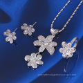 Hot Sale Silver Color Laser Flowers Jewelry Set (60747)